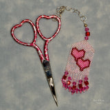 Beaded Hearts Scissor Fob