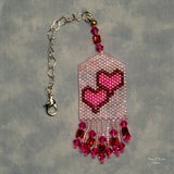 Beaded Hearts Scissor Fob